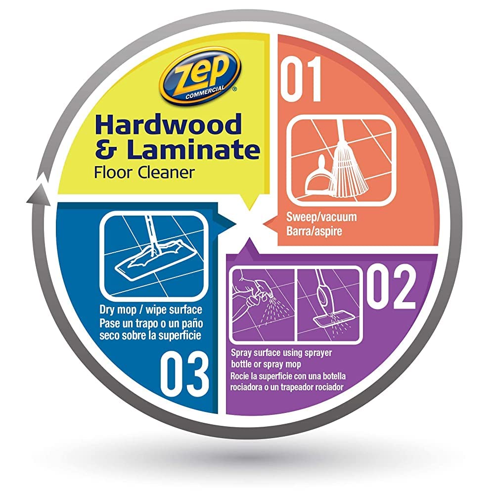 Zep Industrial Hardwood and Laminate Floor Cleaner - 1 Gallon - ZUHLF128 - Removes Spots, Stains and Scuffs. Cleans and Restores Shine