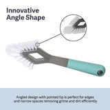 Casabella Smart Scrub Heavy-Duty Tile and Grout Brush for Tile Joints, Grout Cleaner Brush with Nonslip Handle, Gray/Aqua