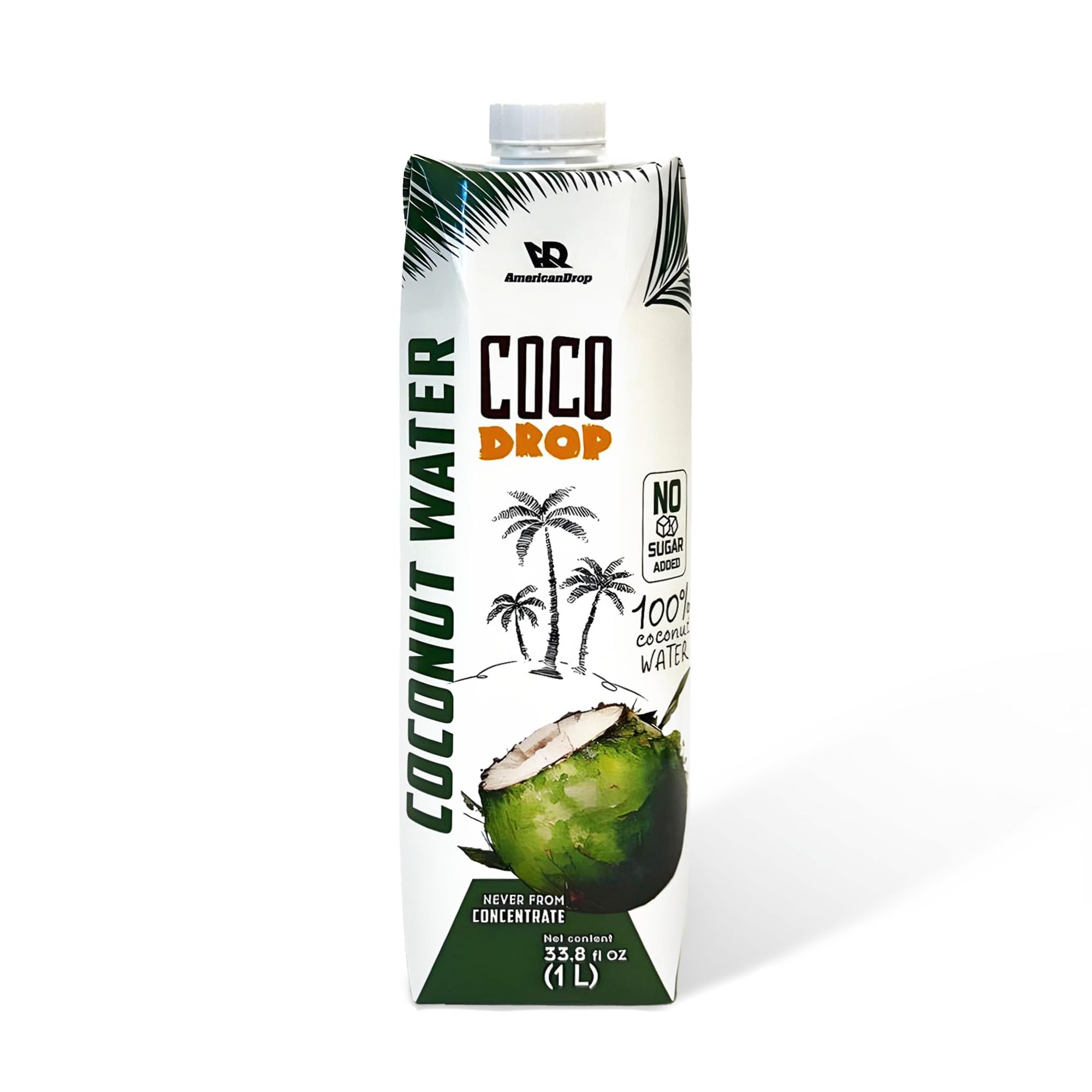 Coco Drop 100% Pure Coconut Water - No Sugar Added, Unsweetened, Non-GMO, 33.8 fl oz Bottle (Pack of 1)