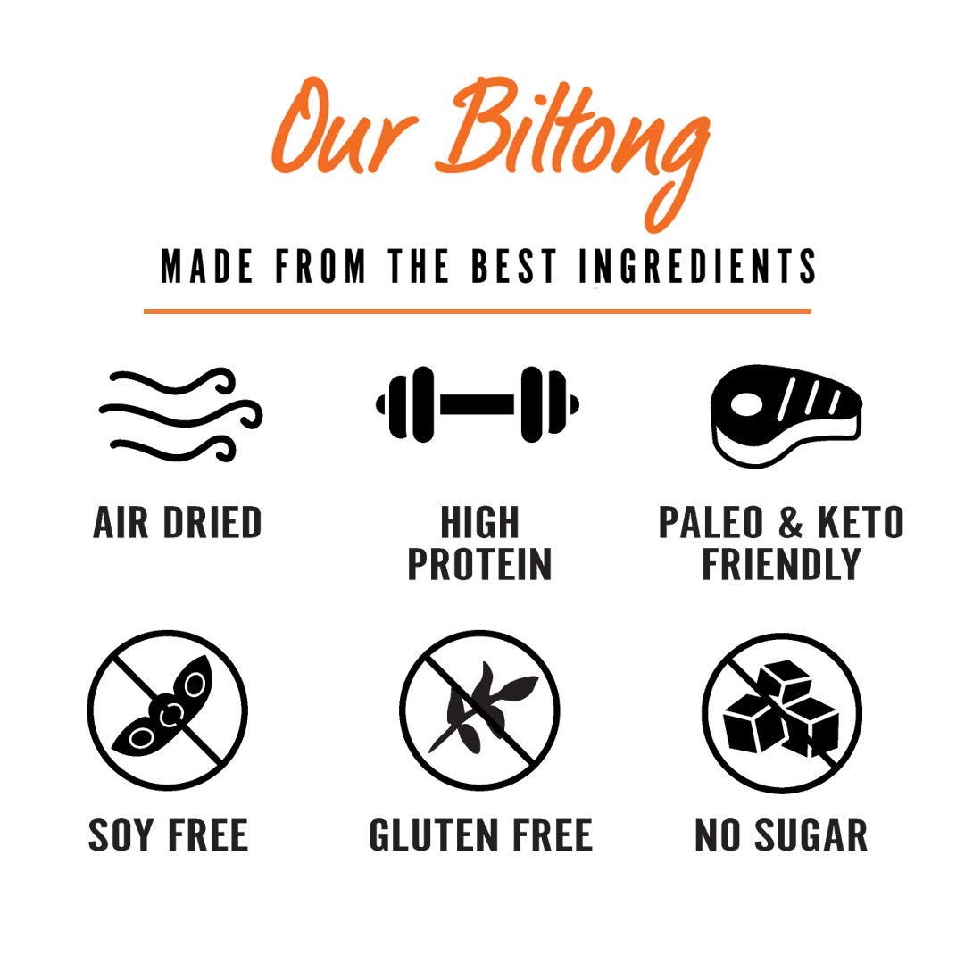 Original Kalahari Biltong, Air-Dried Thinly Sliced Beef, 2oz (Pack of 8), Sugar Free, Gluten Free, Keto & Paleo, High Protein Snack