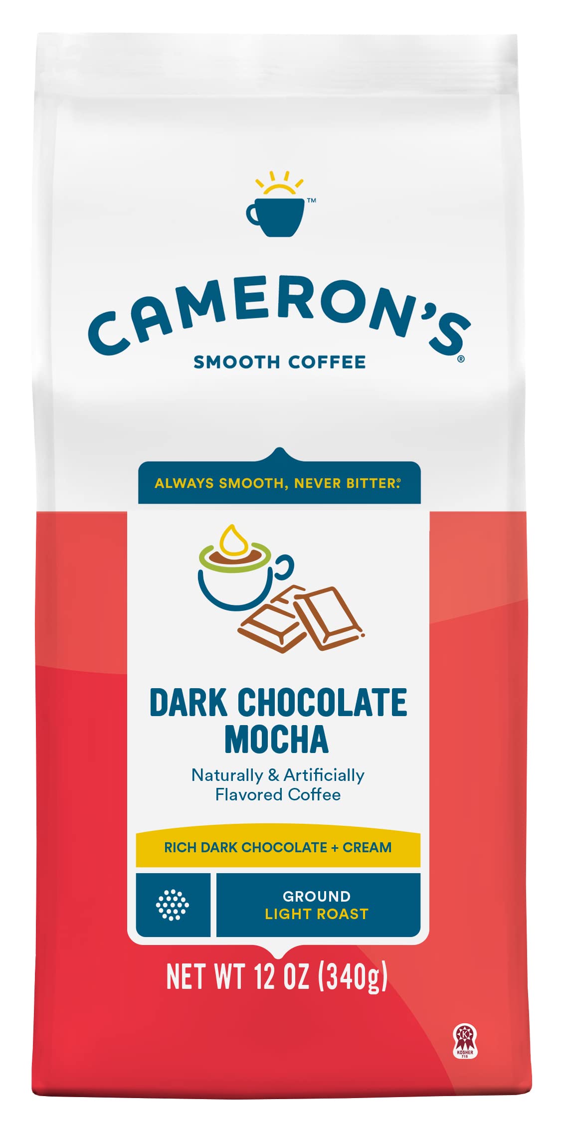 Cameron's Coffee Dark Chocolate Mocha Flavored Ground Coffee, Light Roast, 100% Arabica, 12-Ounce Bag, (Pack of 1)