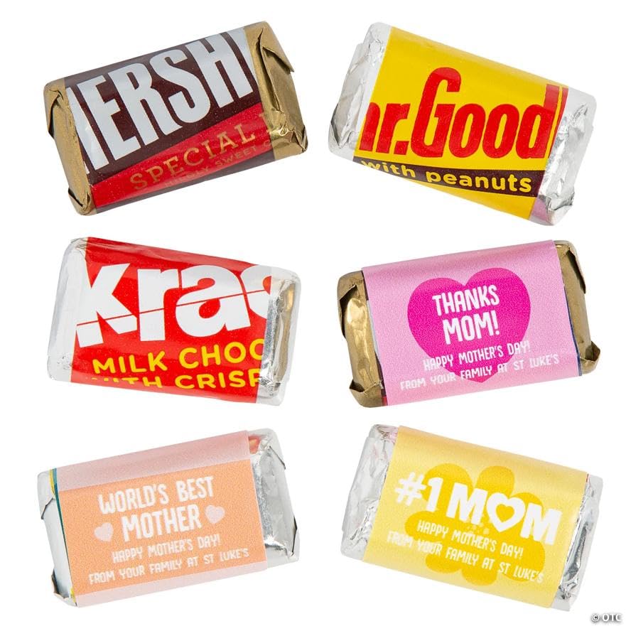 Personalized Mother's Day Mini Candy Bar Labels - 2 1/4" x 1 1/4" - 30 Pc.
