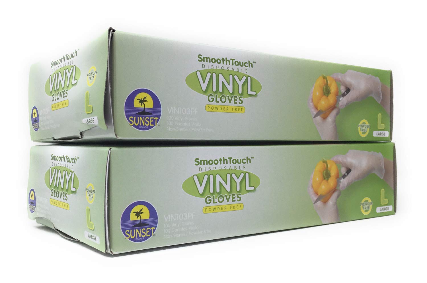 200 Disposable Vinyl Gloves, Non-Sterile, Powder-Free, Smooth Touch, Food Service Grade, Large Size [2x100 Pack]