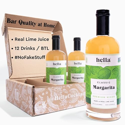 Hella Cocktail Co. Classic Margarita Premium Cocktail Mixers | Made with Real Lime Juice, Ready-to-Mix for the Perfect Margarita (750ml 3-Pack