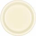 Amscan Vanilla Creme 7" Disposable Round Plates-20 count | For Every Celebration Plastic Plates, Cream