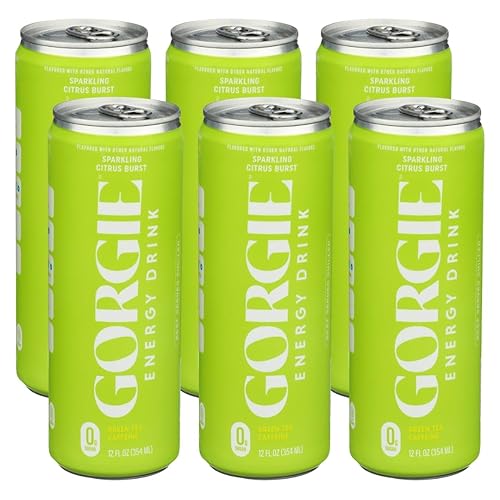 Gorgie Bev Energy Sparkling Citrus Burst - 12 fl oz Cans - for Focus and Refreshment - Alternative to Alani and Celsius - V8 Style Beverage - 6 Pack