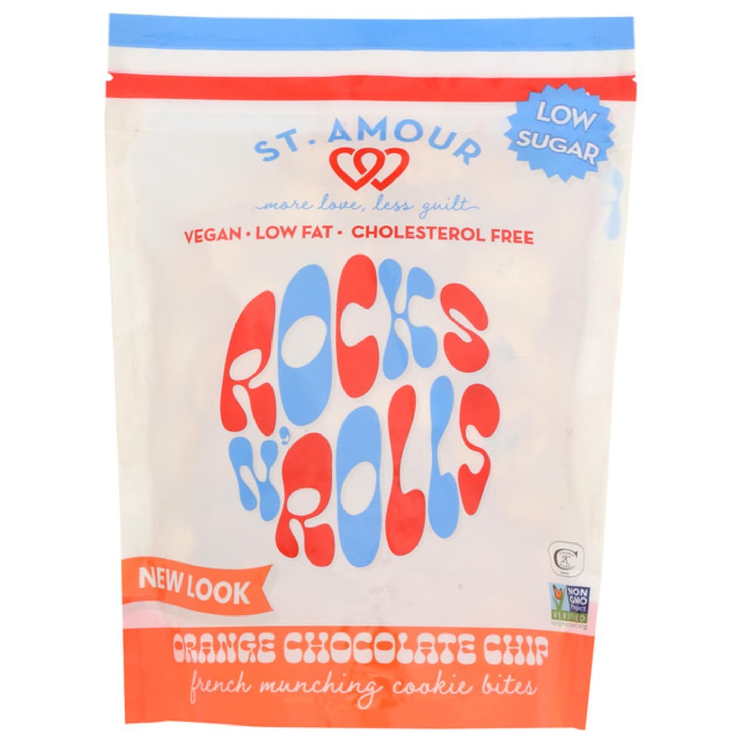ST. AMOUR Rocks N' Rolls - Orange & Chocolate Chip French Vegan Munching Bites - Low Fat, Low Sugar - Dairy Free - Cholesterol Free - 10 oz Bag