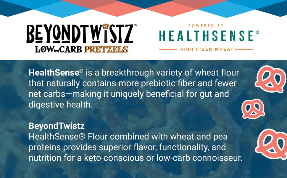 BeyondTwistz Low Carb Pretzels, Sour Cream and Onion, Keto Friendly, 2g Net Carbs, 18g Protein, Powered By HealthSense® High Fiber Wheat Flour, Family