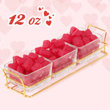 Yumzo Mothers Day Glass Tray with Cherry Jelly Hearts, 3 Section Glass Tray with 12oz of Mothers Day Gummies, Ideal Gummy Hearts for Party Favors