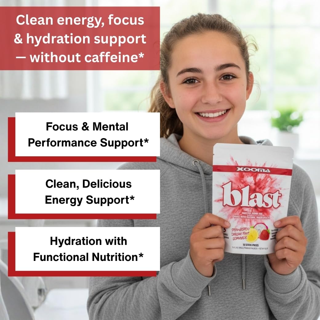 Xooma Blast Sugar Free Drink Mix Sticks - Whole Food Phytonutrient Powder with Immune Supporting Vitamins and Functional Mushroom Blend - Low Calorie