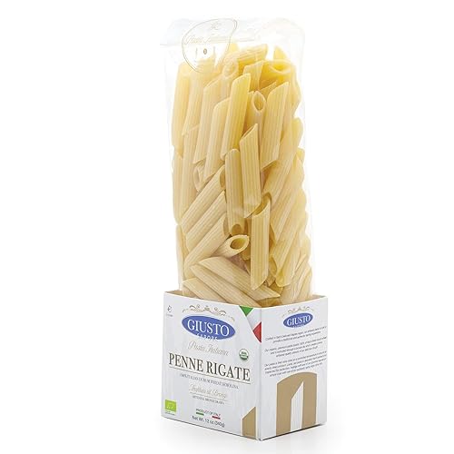 Giusto Sapore Imported Artisanal Penne Rigate Italian Pasta, Organic Bronze Drawn, 340G