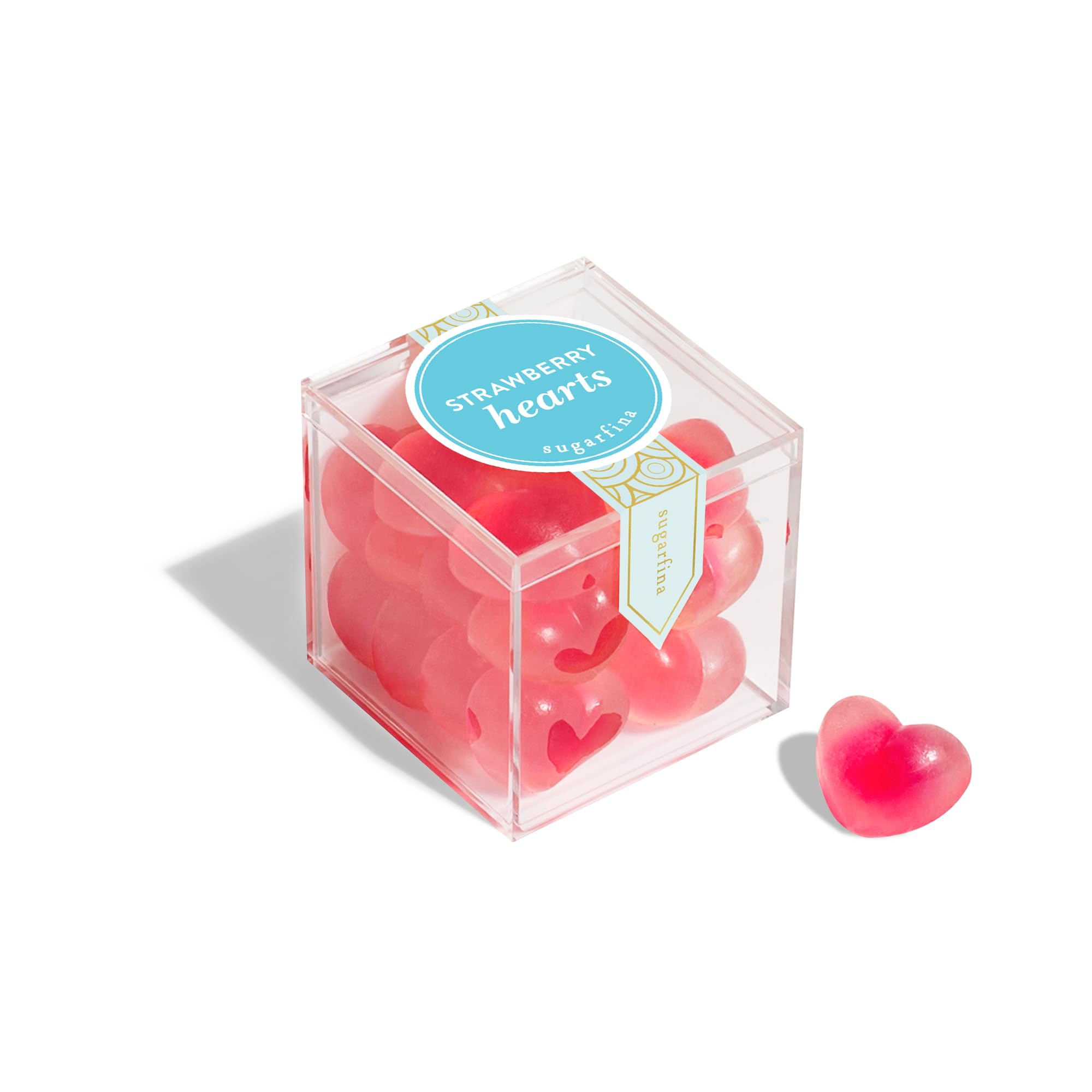 Sugarfina Strawberry Hearts Small Candy Cube, Gummies, 4.1 oz, 4 Count