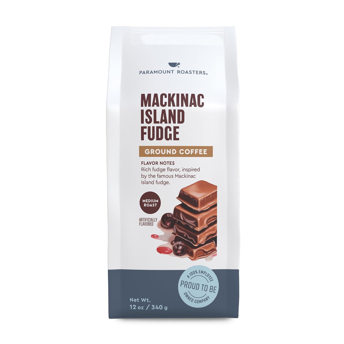 Mackinac Island Fudge Flavored Coffee, 12oz Ground - Medium Roast 100% Arabica