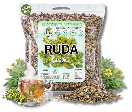 Ruda Seca Herbal Tea (4 oz) - 100% Natural Rue Dried Herbs (Ruta graveolens) - Traditional Botanical Infusion - Wildcrafted Loose Leaf