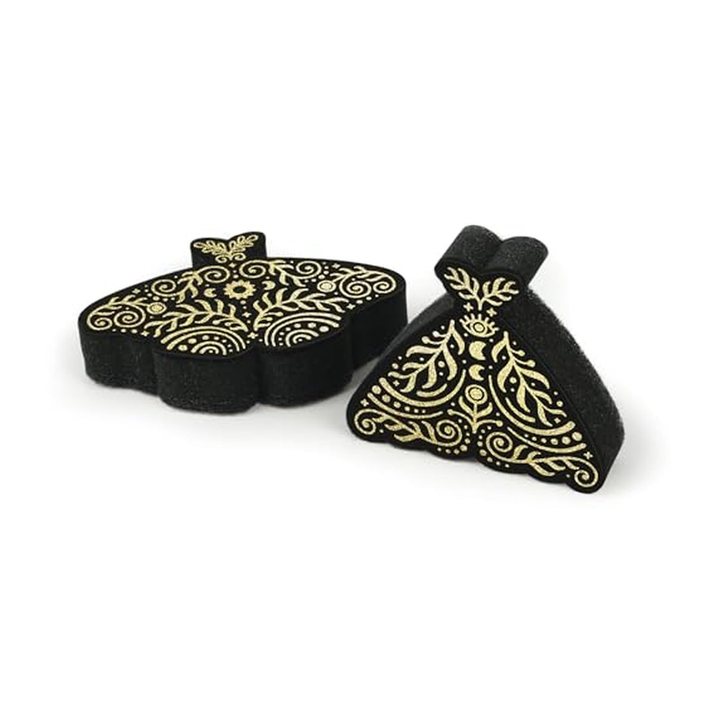 Genuine Fred Night Scrub Moth Kitchen Sponges - Set of 2 Moth-Shaped Sponges with Celestial Gold Metallic Details - Triple-Layer Design - Cute