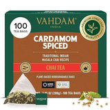 VAHDAM, Cardamom Masala Chai Tea Bags (100 Count) Non GMO, Gluten Free, No Artificial Flavor | Blended w/Exotic Spices | Chai Tea | Resealable Ziplock