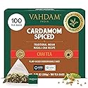 VAHDAM, Cardamom Masala Chai Tea Bags (100 Count) Non GMO, Gluten Free, No Artificial Flavor | Blended w/Exotic Spices | Chai Tea | Resealable Ziplock