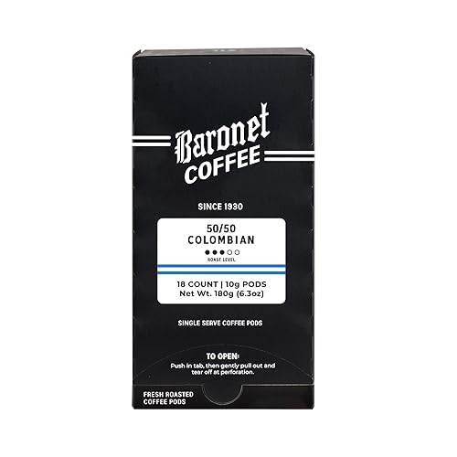 Baronet Coffee Pods [50/50 Decaf Colombian-54 Pods] Single Cup Use, Like Senseo [3 Boxes of 18 Single Serve 10 Gram] Regular Strength, Med Roast