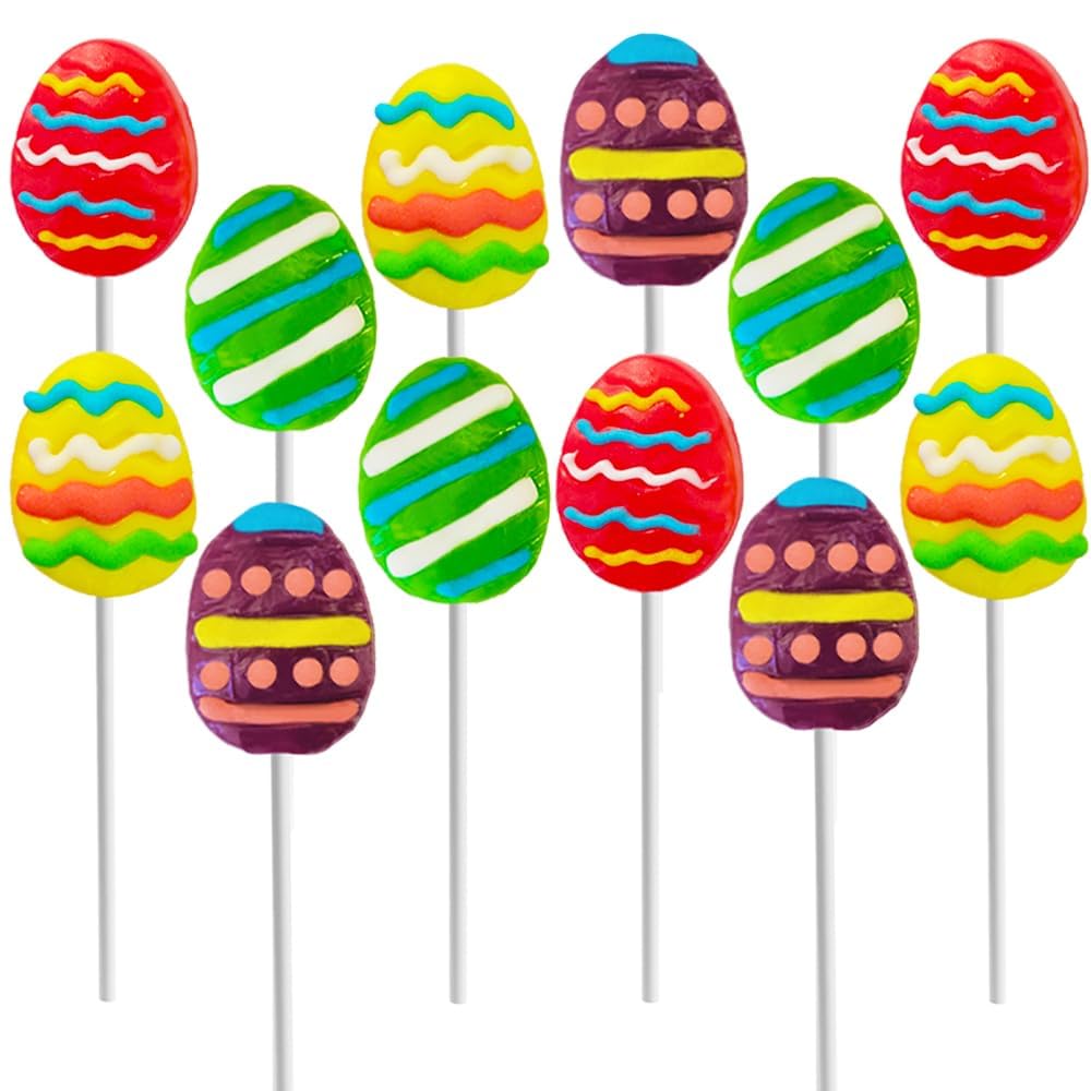 Fruidles Happy Easter Egg Lollipops Suckers, Fat-Free - Individually Wrapped Easter Egg Pops (Pack of 72)
