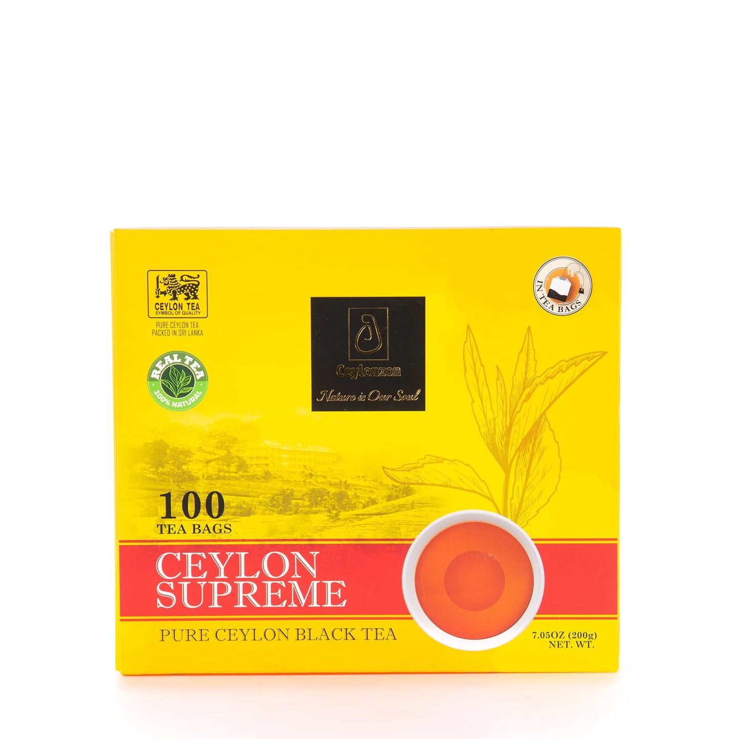 Ceylonzon Supreme Premium Ceylon Tea comes with 100 Ceylon tea bags 4 Wrapped in Pouch offering Bold, Crisp, Full-Bodied Flavor, Luxurious Aroma