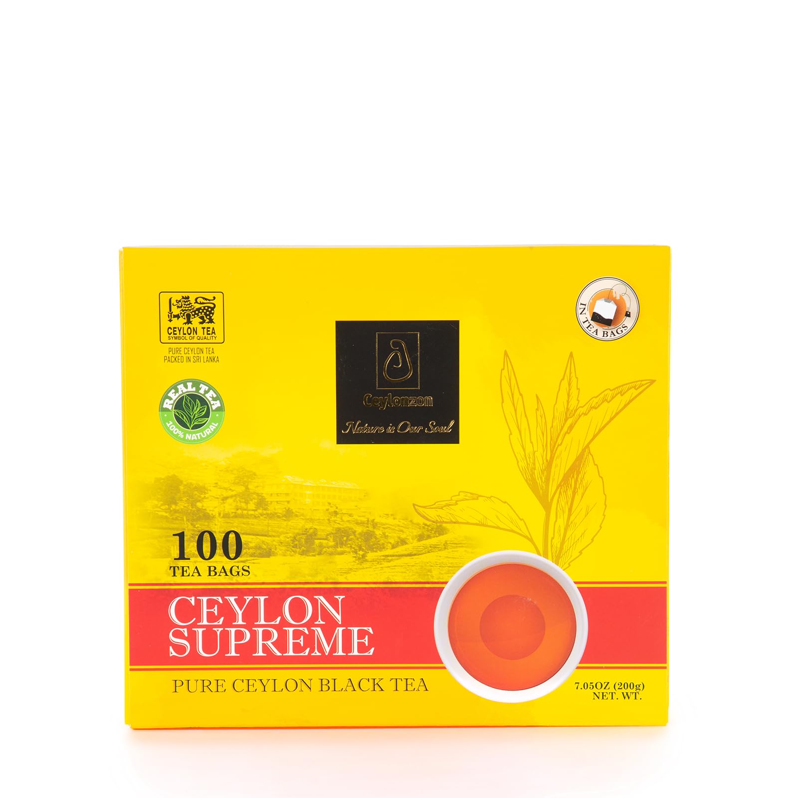 Ceylonzon Supreme Premium Ceylon Tea comes with 100 Ceylon tea bags 4 Wrapped in Pouch offering Bold, Crisp, Full-Bodied Flavor, Luxurious Aroma