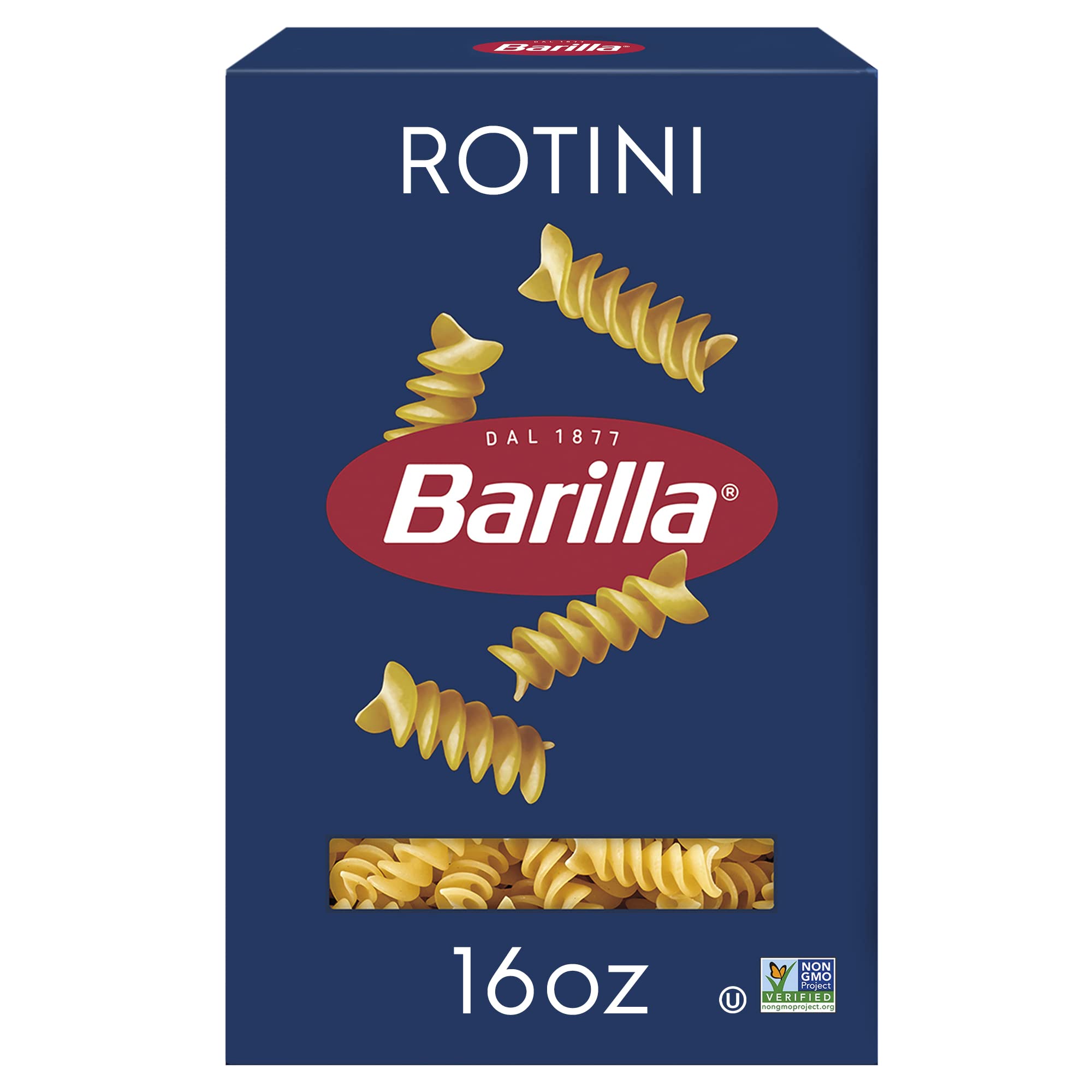 Barilla Rotini Pasta, 16 oz. Box - Non-GMO, Made with Durum Wheat Semolina - Kosher Certified