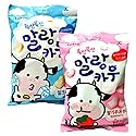 Korean Lotte Soft Malang Cow Fresh Grade Milk & Strawberry Milk Chewy Candy (Pack of 2) (2.78oz)