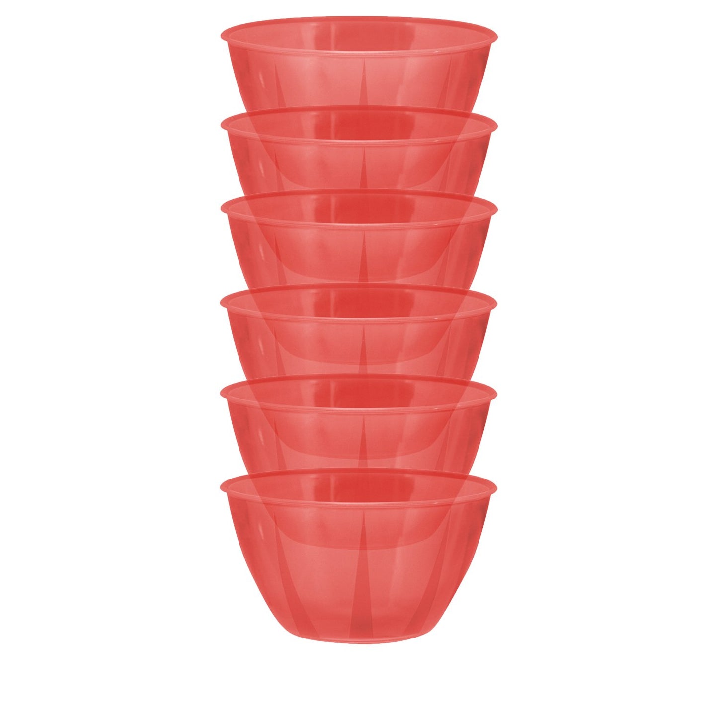 Party Essentials Hard Plastic 24-Ounce Small Serving Bowls, Red, 6-Count
