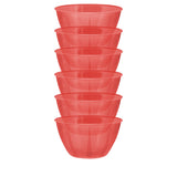 Party Essentials Hard Plastic 24-Ounce Small Serving Bowls, Red, 6-Count