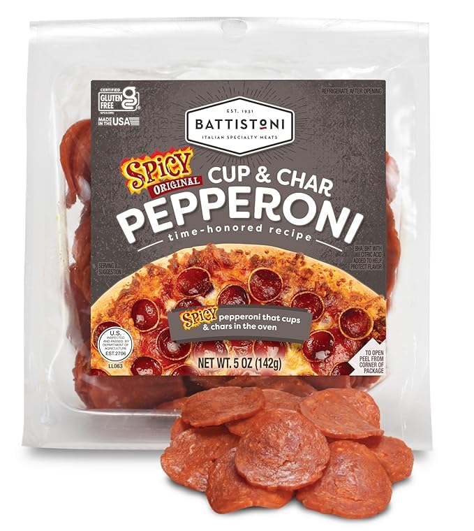 Battistoni Cup & Char Spicy Pepperoni, Pack of 5, 5oz Pouches