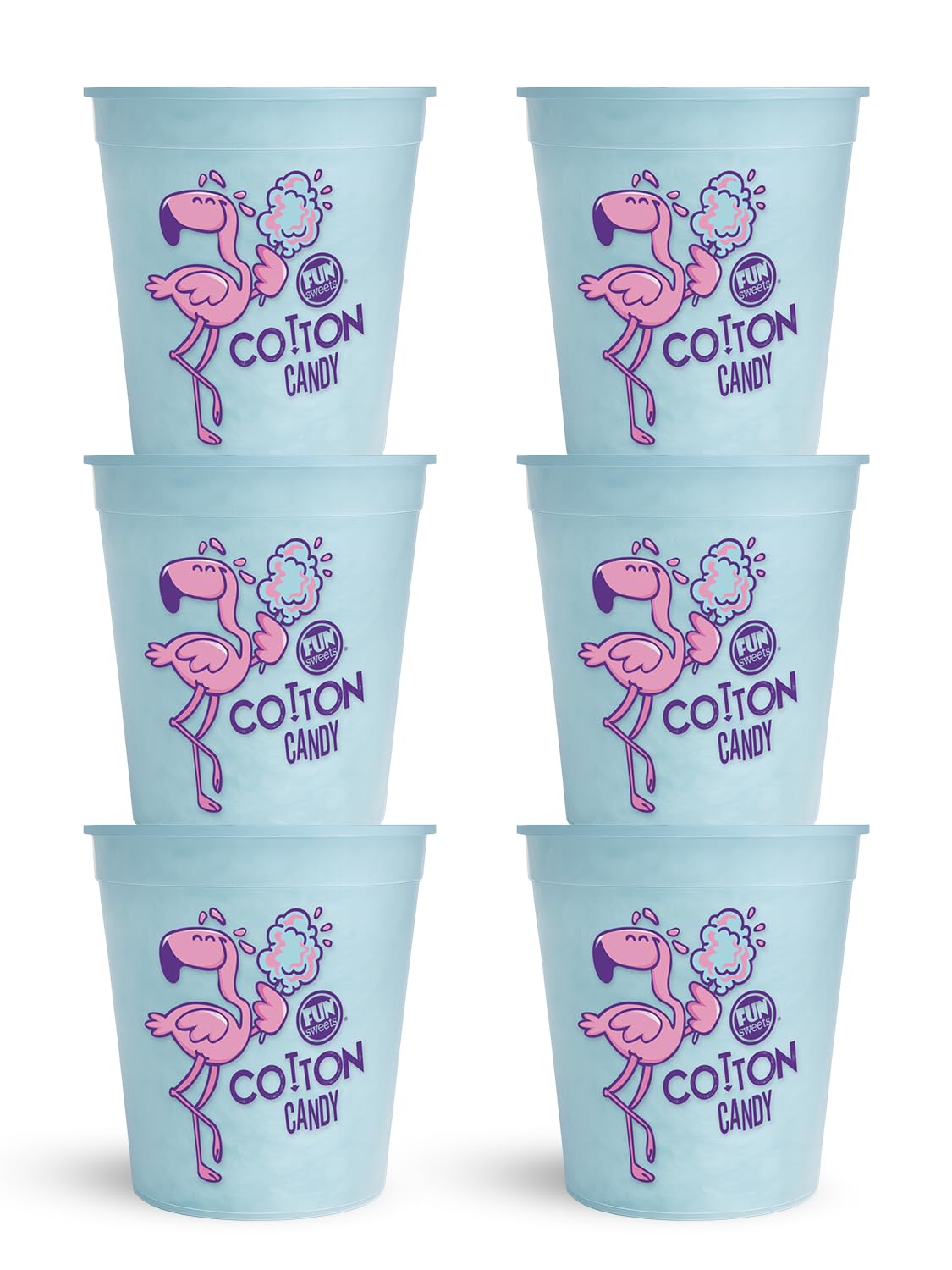 Fun Sweets Blue Cotton Candy 6-Pack - Blue Raspberry Flavor (1.5 oz Tubs) - Bulk Cotton Candy for CandyBuffets, Parties & Gender Reveals