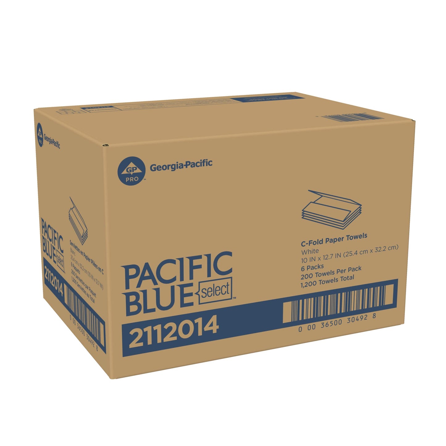 Georgia-Pacific Professional Series Premium 1-Ply C-Fold Paper Towels by GP PRO (Georgia-Pacific); White; 2112014; 200 Towels Per Pack; 6 Packs Per