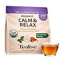 Organic Calm & Relax Herbal Tea Bags - Chamomile Tea Bags, Rooibos & Raspberry Leaf - 100 Plant-Based Tea Bags - Caffeine Free Sleep & Relaxation