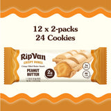 Crispy Dunes Peanut Butter Wafer Sticks - Low-Calorie Snack with Peanut Butter Cream Filling, 80 Calories, Non-GMO, Prebiotic Fiber - 12 Pack