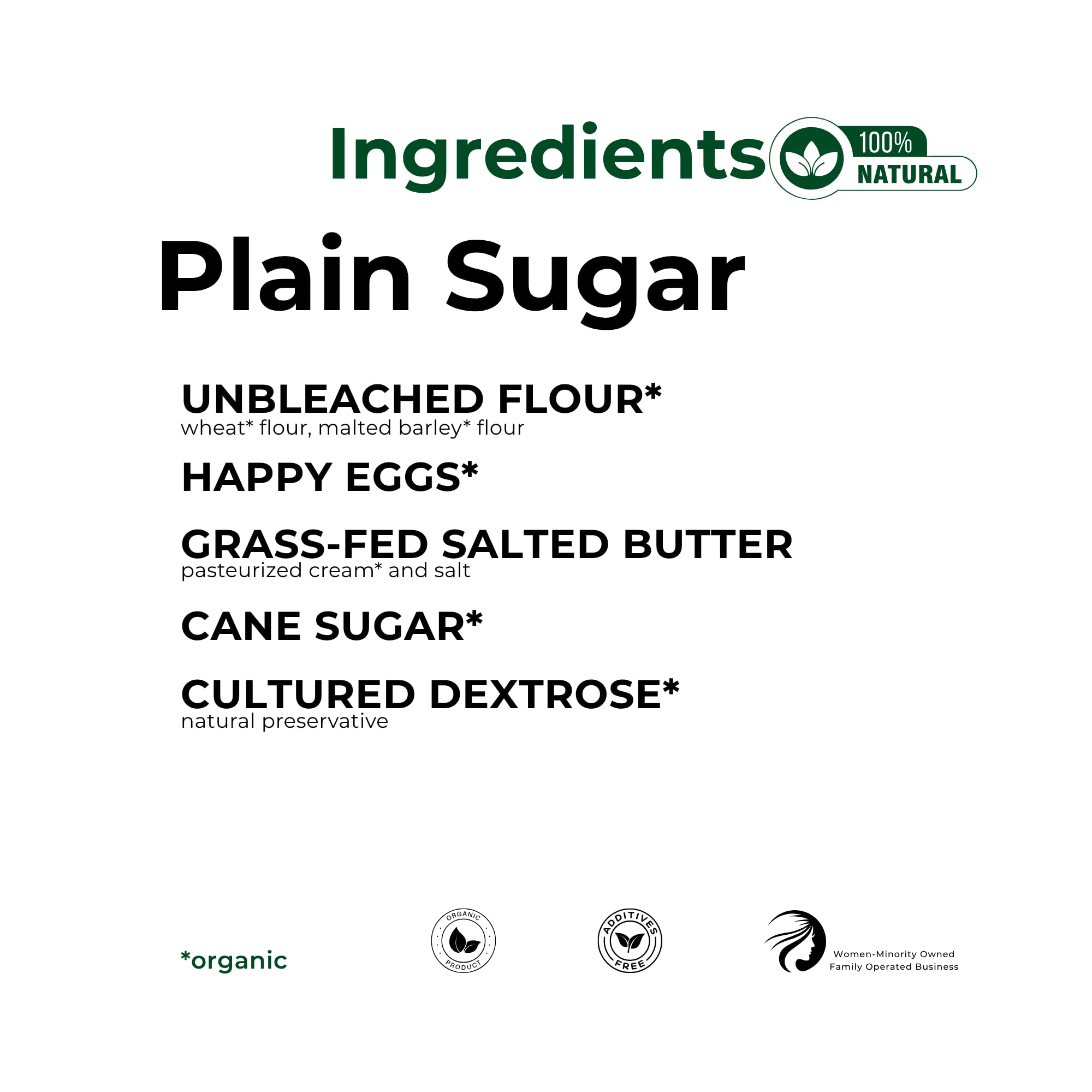 The Panza Sugar Plain Gourmet Cookie Snack Thin & Crispy | Organic, Non-GMO, 100% Natural Ingredients | Mini Pouch 0.7 oz