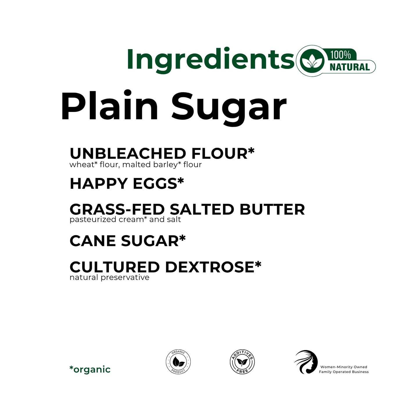 The Panza Sugar Plain Gourmet Cookie Snack Thin & Crispy | Organic, Non-GMO, 100% Natural Ingredients | Signature Pouch 3.0 oz
