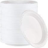 Nicole Fantini 9'' inch Round Plastic Plates Microwaveable, Disposable, White, Dinnerware - 300 Count