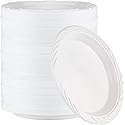 Nicole Fantini 9'' inch Round Plastic Plates Microwaveable, Disposable, White, Dinnerware - 300 Count