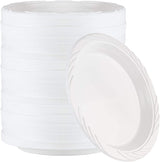 Nicole Fantini 9'' inch Round Plastic Plates Microwaveable, Disposable, White, Dinnerware - 300 Count