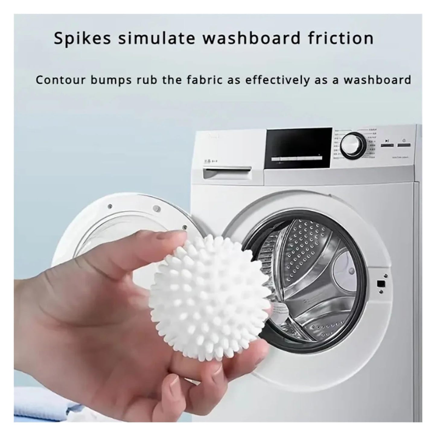 Laundry Dryer Balls Set, Anti-Tangle Washing Machine Tool for Softening Clothes, Reusable Fabric Softener Alternative with Spike Design(White 1pc)
