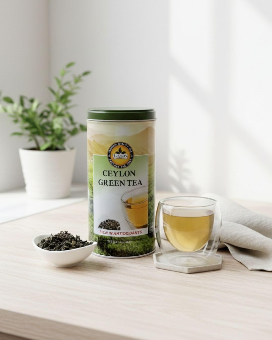 Leap Ceylon Green Tea Loose Leaf - Pure Sri Lankan Whole Leaf Green Tea from Ceylon 14 oz (400g) Premium Loose Leaf, Rich in Antioxidants