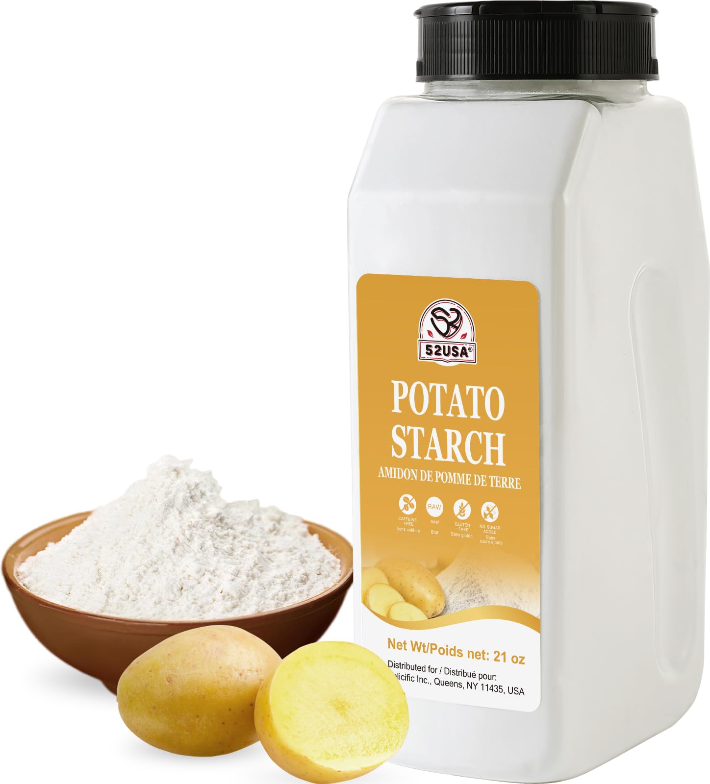 52USA Potato Starch, Potato Starch for Cooking 21oz(1.31 lb) | Gluten-Free, No Preservatives & Artificial Ingredients, Pure Potato Starch Ideal