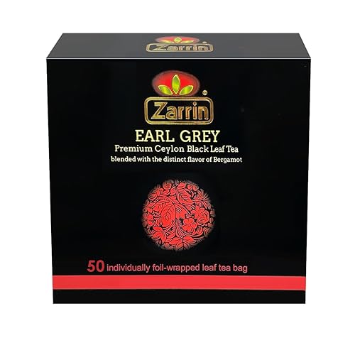 Zarrin - Earl Grey Premium Ceylon Black Leaf Tea, 50 Foil-wrapped Leaf Tea Bags