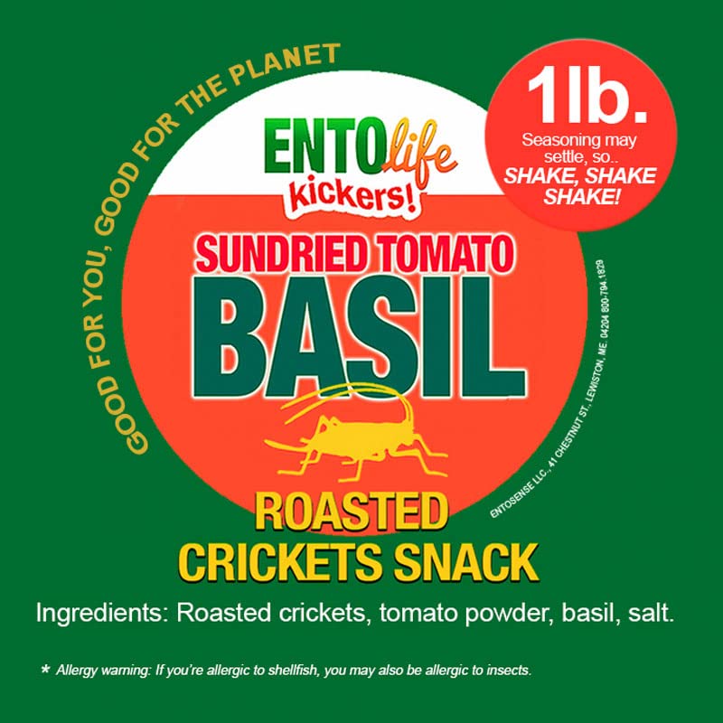 Sun Dried Tomato & Basil Flavored Edible Crickets - Pound Size - Pound Size - Crickets you can eat - Farm raised for human consumption, 16 Ounce