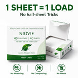 Nioviv Laundry Detergent Sheets - 40 Full Loads - Travel Laundry Sheets, No Mess No Measuring - Plant-Based, Plastic-Free - Hypoallergenic Fresh Linen