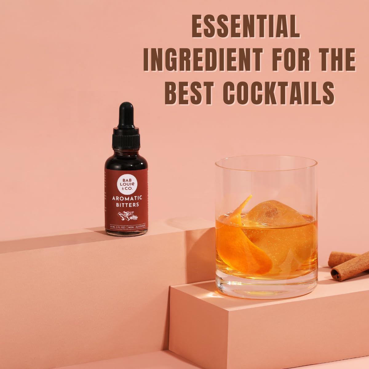 Bab Louie & Co. Aromatic Spiced Flavor Bitters, Non Alcoholic Award Winning Bitter with Zero-Sugar and Caffeine-free (30ml/1 Fl. Oz) 11 Servings