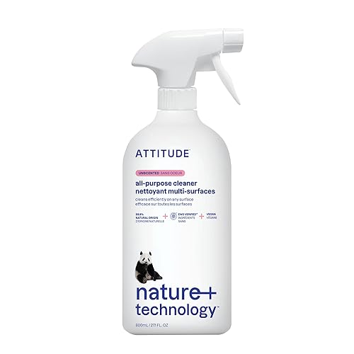 ATTITUDE All Purpose Cleaner Spray, EWG Verified, Vegan, Made with 94% Plant-Based Ingredients, Streak-Free for Kitchen, Bathroom, Glass & More