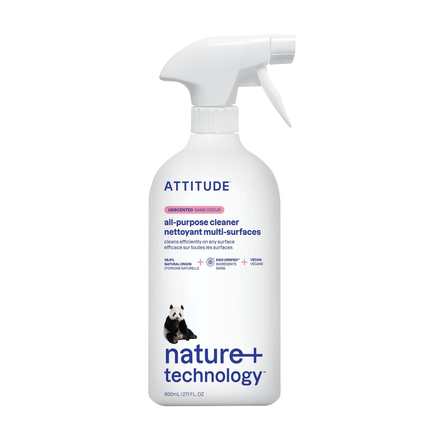 ATTITUDE All Purpose Cleaner Spray, EWG Verified, Vegan, Made with 94% Plant-Based Ingredients, Streak-Free for Kitchen, Bathroom, Glass & More
