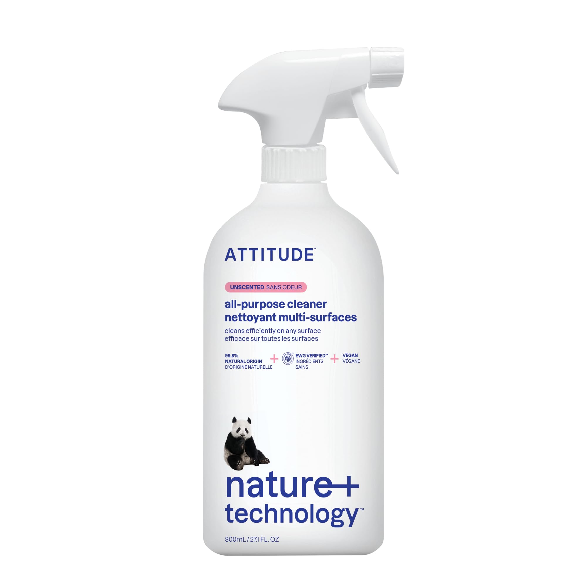 ATTITUDE All Purpose Cleaner Spray, EWG Verified, Vegan, Made with 94% Plant-Based Ingredients, Streak-Free for Kitchen, Bathroom, Glass & More