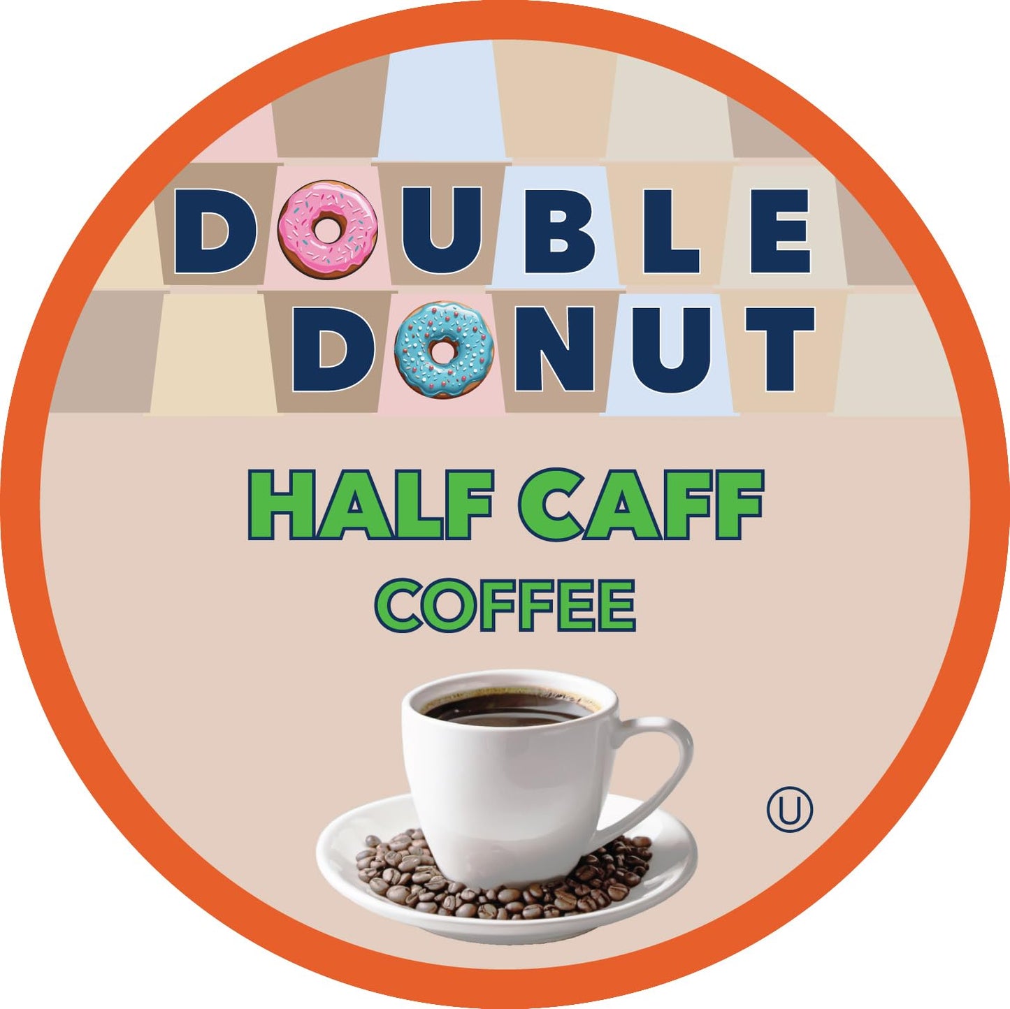 Double Donut Coffee Half Caff Coffee Pods, Single Serve Half Caffeine Coffee Pods For Keurig K Cup Brewers, Medium Roast, 80 Count
